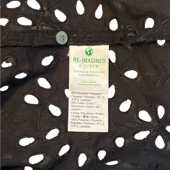 J. Crew Puff-Sleeve Popover Top In Eyelet Black Short Sleeve Size M NWT - Picture 5 of 6